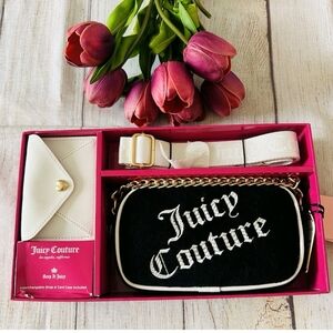 Juicy Couture Black and White Crossbody Bag Set